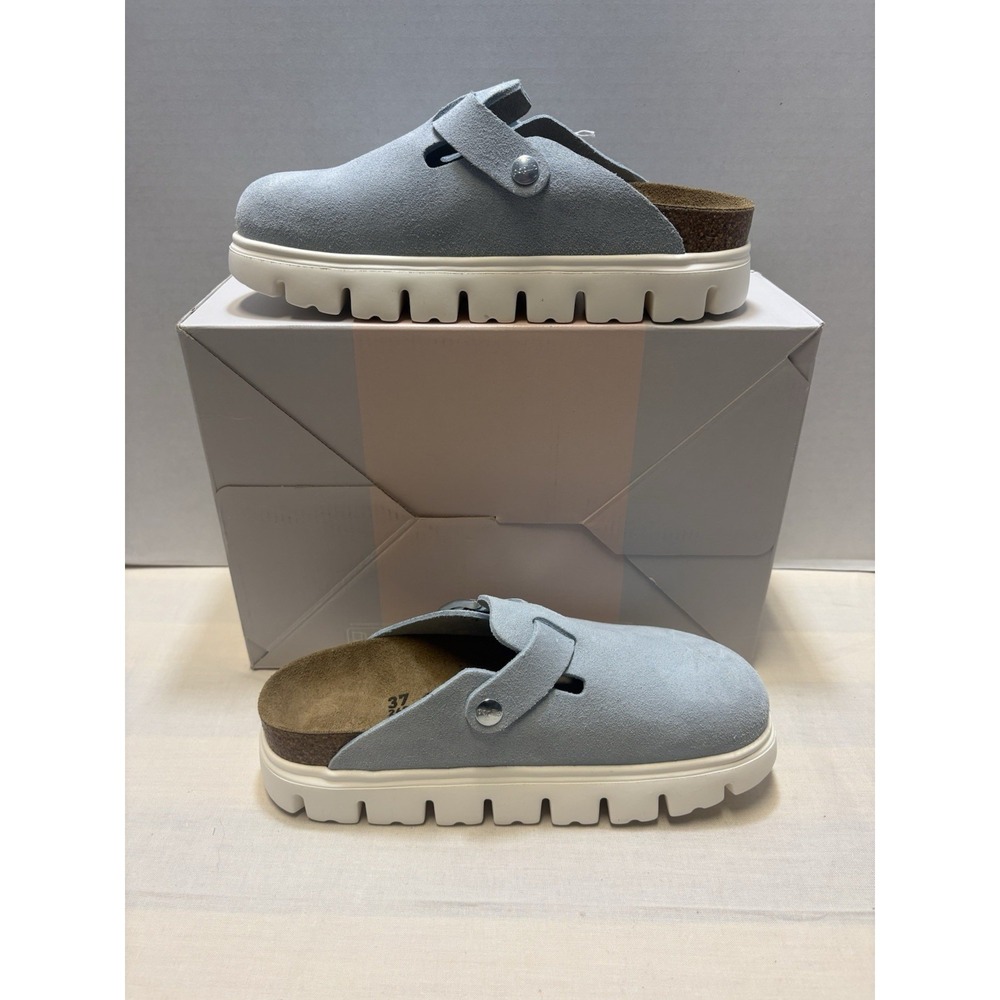 NEW Papillio Birkenstock Boston Pap Chunky In Baby Blue Womens Size US 6 EU 37 - Picture 2 of 10